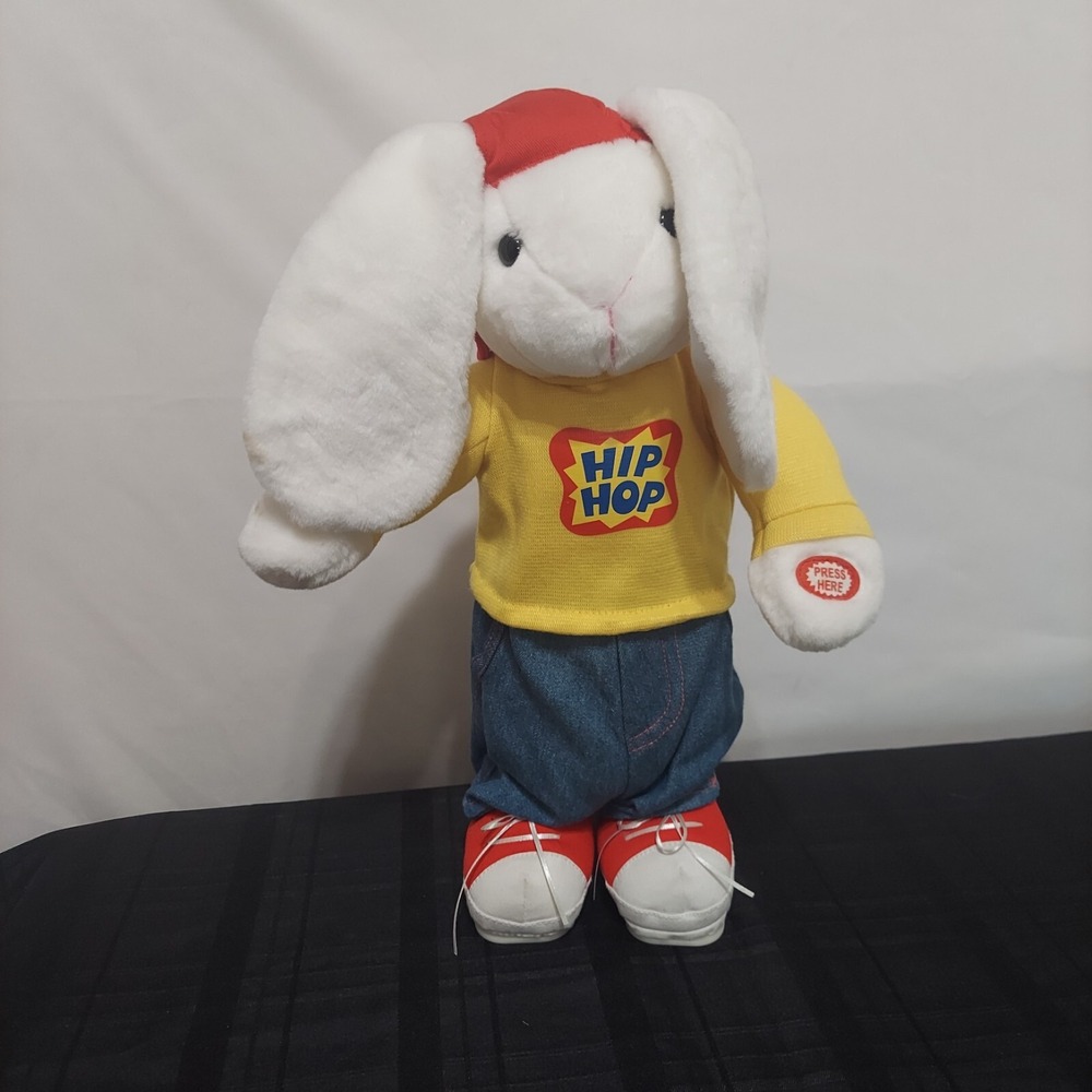 Vintage Avon HIP HOP HARRY Dancing Singing PLUSH 15" Bunny Rabbit 2002 Tested